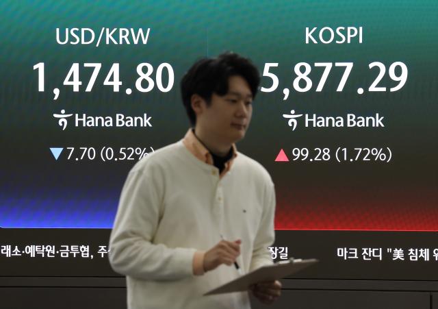 10일 오전 서울 중구 하나은행 본점 딜링룸 모습 사진연합뉴스
