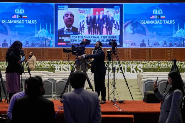 미국·이란 이슬라마바드 회담 프레스센터 사진연합뉴스