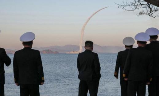 North Korean leader again oversees test-firing of missiles from naval destroyer