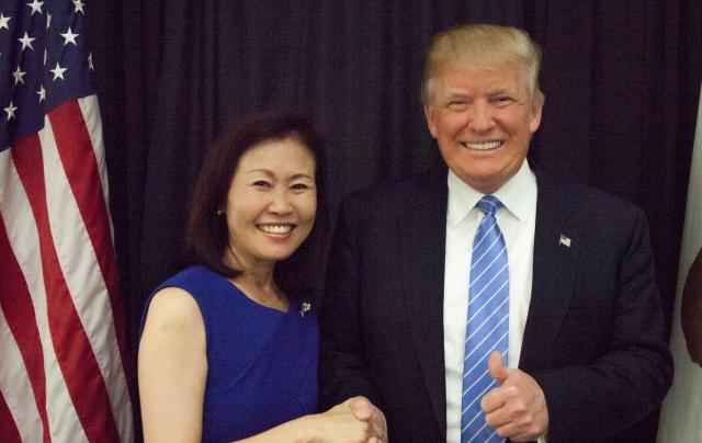 도널드 트럼프 미국 정권 2기 첫 주한 미국대사로 미셸 스틸한국명 박은주 전 연방 하원의원과 트럼프 대통령 사진미셸 스틸 X