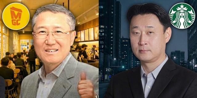 좌김대영 메가MGC커피 대표이사 및 우손정현 스타벅스코리아 대표이사  출처  메가MGC커피 및 신세계그룹 제공 및 자체 그래픽 편집