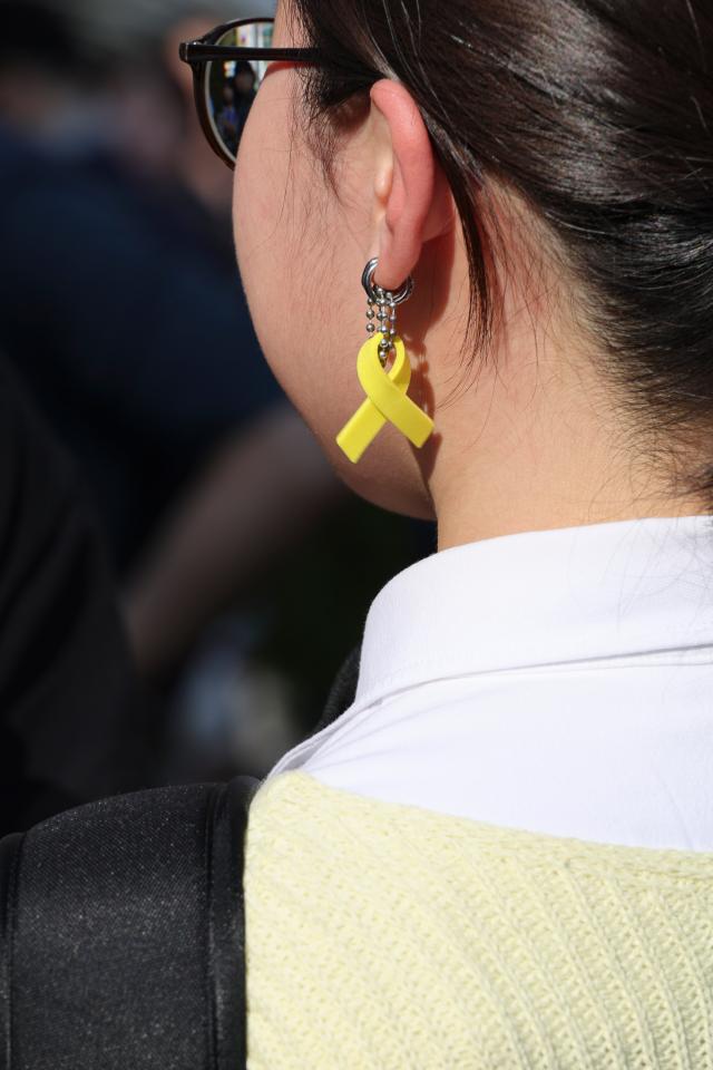 A civic memorial ceremony marking the 12th anniversary of the Sewol ferry disaster is held in front of the “Memory and Light” memorial space in Jung-gu central Seoul on April 16 2026 AJP Yoo Na-hyun 20260416

