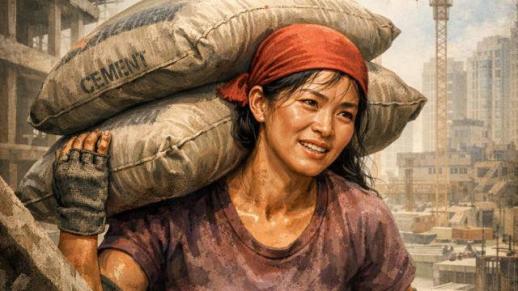 16년째 건설 현장 근무 중인 中 40세 싱글맘…두 아이 양육 사연 화제