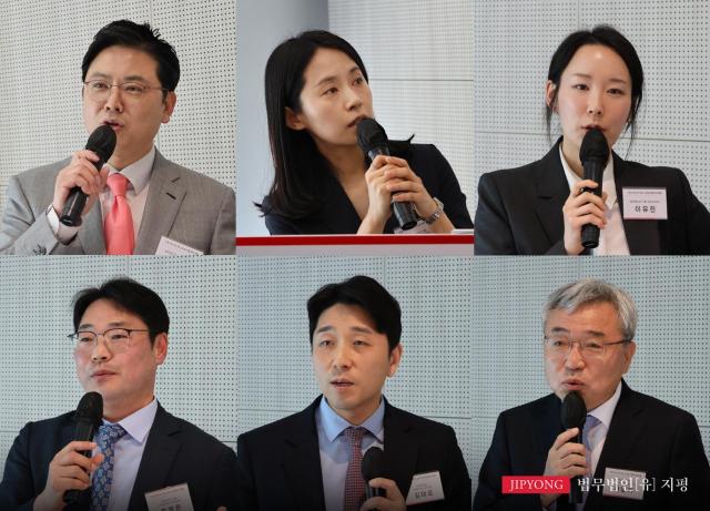 좌측 상단부터 시계방향으로 이행규 대표변호사 서민아 파트너변호사ㆍ공인회계사 이유진 파트너변호사 채남기 고문ㆍ 지평 상장유지 지원센터장 김태오 미래에셋증권 IPO본부IPO 3팀 팀장 장영은 수석전문위원ㆍ공인회계사 사진법무법인 지평