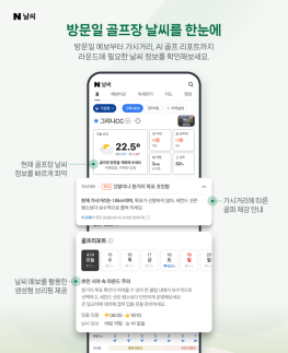 네이버, 초단기 예보 테마날씨에 골프장 495곳 추가…풍속·안개 정보 등 제공