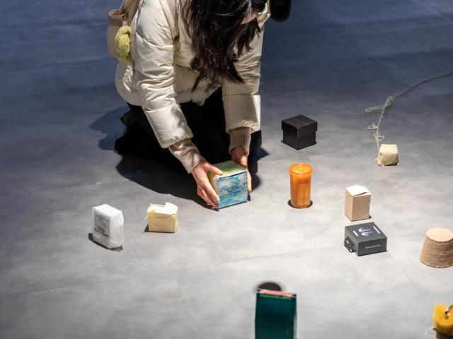 둥지 둥지의 풍경 2026 상자 실 종이 씨앗 차망 철사 밀랍점토 스펀지 주워 온 자연물 스피커 가변 크기사진모두미술공간 