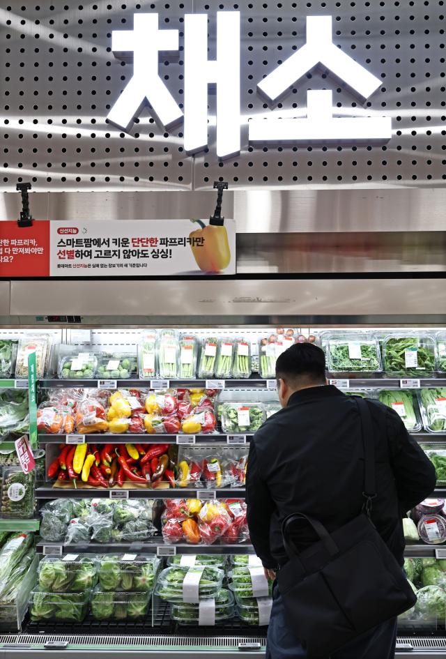 지난 4월 2일 서울 시내의 한 마트에 채소가 진열돼 있다 사진연합뉴스