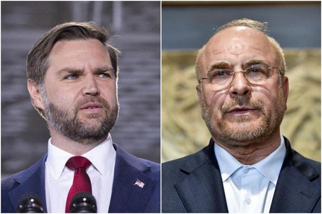 밴스 미국 부통령왼쪽과 모하마드 바게르 갈리바프 이란 의회 의장
사진EPA·AFP 연합뉴스