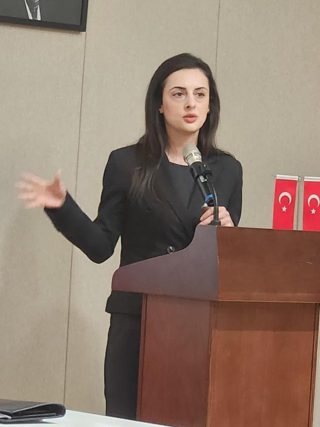 Turkish Embassys Commercial Counsellor Özlem Üntez speaks during a press briefing at the Embassy of Türkiye in the Republic of Korea on April 21 AJP Park Sae-jin