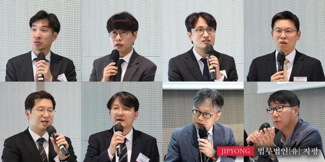 김지홍 지평 대표변호사왼쪽 위부터 시계방향으로 허종 지평 파트너변호사 공진호 과학기술정보통신부 인공지능정책기획과 과장 송도영 지평 파트너변호사 전수남 정보통신산업진흥원 팀장 최정규 지평 파트너변호사 박유현 PwC컨설팅 파트너 신용우 지평 파트너변호사 사진법무법인 지평