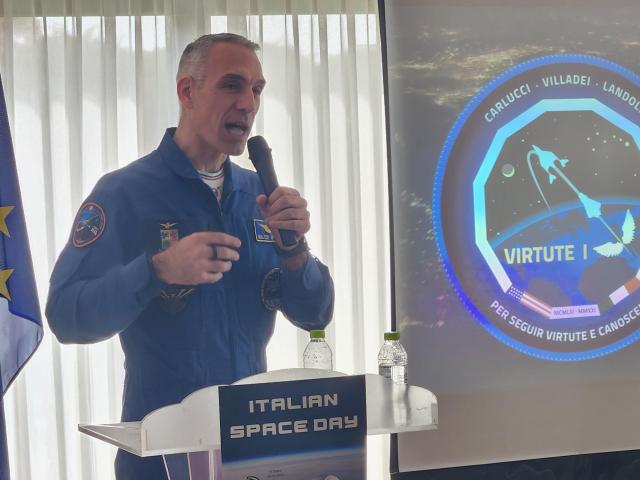 Italian Ambassador to the Republic of Korea Emilia Gatto speaks to guests during an opening speech session at the 2026 Italian Space Day event held near central Seoul on April 22 AJP Park Sae-jin