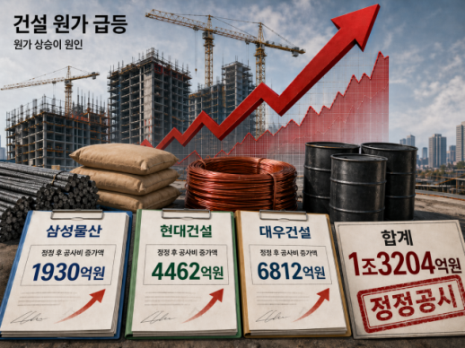 원자재 폭등 널뛰는 공사비… 삼성·현대·대우 올들어 1조 넘게 증액