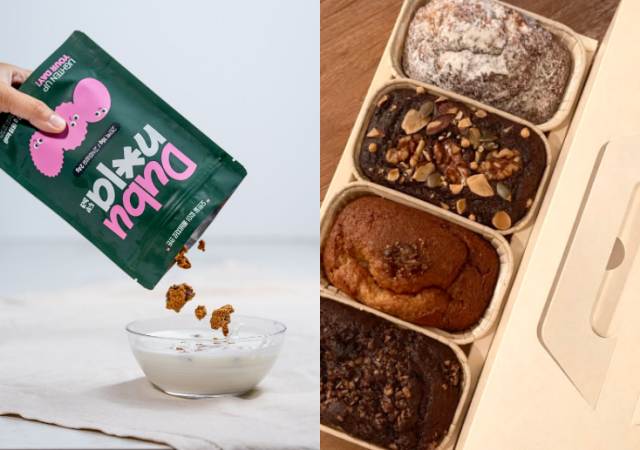 Bijiterian’s Dubunola (left) and Sorang’s low-sugar mini pound cakes [Photo=Korea SMEs and Startups Agency]