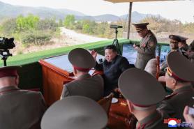 Kim Jong Un Watches Mortar Drill on Anti-Japanese Guerrilla Founding Anniversary