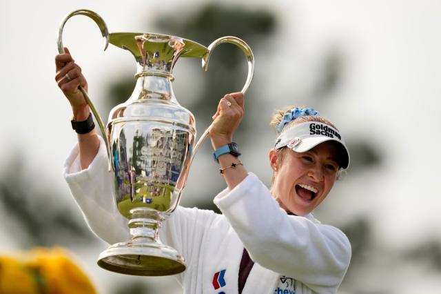 Nelly Korda won the Chevron Championship, the LPGA Tour’s first major of the season, with a $9 million purse. (Yonhap/Reuters)