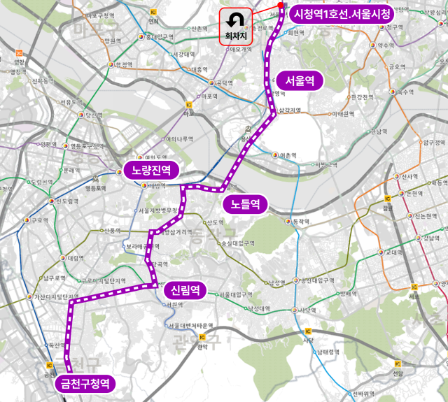 A504금천구청시청역 노선 사진서울시