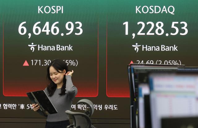 27일 서울 중구 하나은행 본점 딜링룸 현황판에 코스피 코스닥 지수가 표시돼 있다 사진연합뉴스