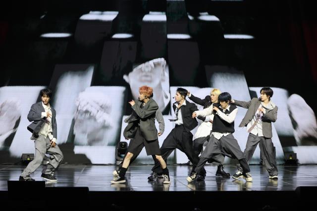 Group NEXZ performs at a showcase for their second single album Mmchk held at Blue Square in Hannam-dong Yongsan-gu Seoul April 27 2026 AJP Han Jun-gu