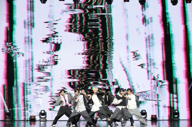 Group NEXZ performs at a showcase for their second single album Mmchk held at Blue Square in Hannam-dong Yongsan-gu Seoul April 27 2026 AJP Han Jun-gu