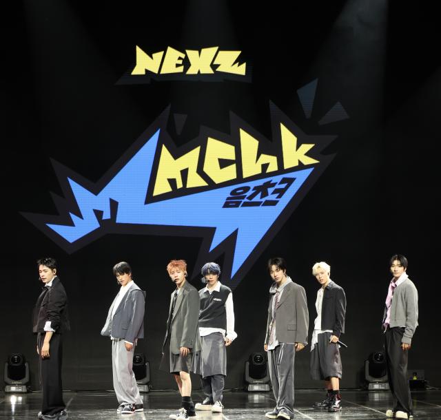Group NEXZ performs at a showcase for their second single album Mmchk held at Blue Square in Hannam-dong Yongsan-gu Seoul April 27 2026 AJP Han Jun-gu