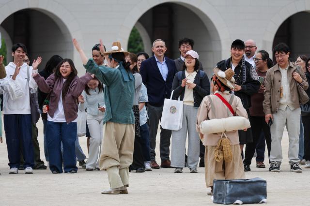 Visitors attend the 2026 Spring Royal Culture Festival at Gyeongbokgung Palace in Seoul on April 27 2026 AJP Yoo Na-hyun

