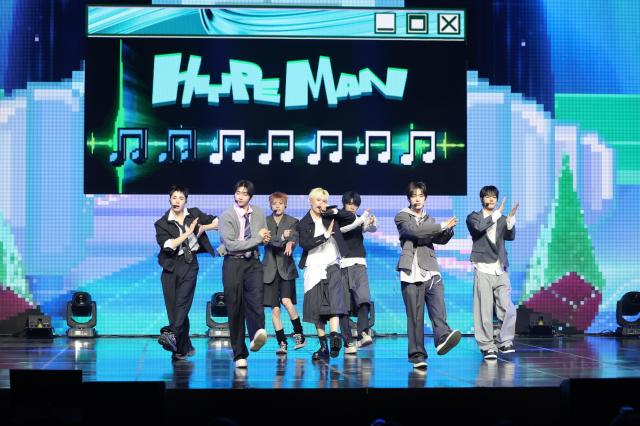 Members of boy band NEXZ perform at a showcase for their new album in Yongsan Seoul on April 27 2026 AJP Han Jun-gu