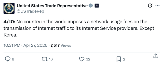 Digital flashpoint: Koreas network fee concept draws renewed U.S. scrutiny