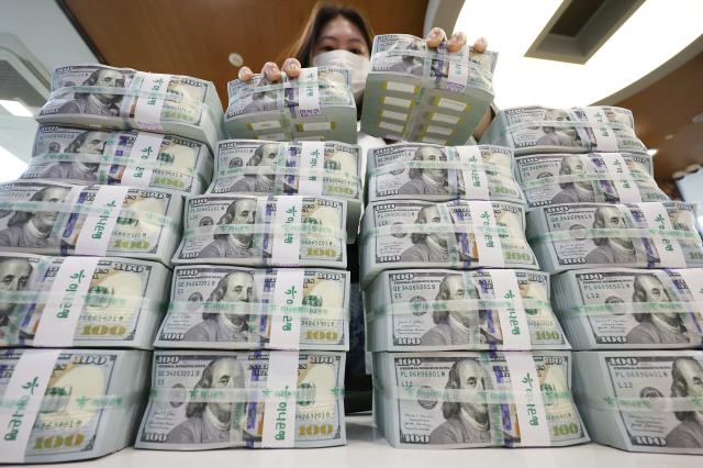 서울 중구 하나은행 위변조대응센터에서 직원이 달러화를 정리하고 있다 사진연합뉴스