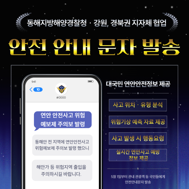 5월부터 대국민 연안안전정보를 실시간 제공한다 사진동해해경청