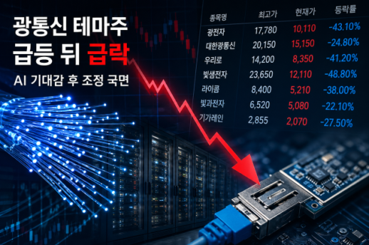 젠슨 황이 픽했던 광통신株, 급등 뒤 급락…AI 기대감 후 조정 국면