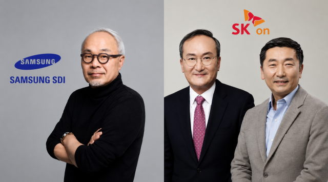 [최주선 삼성SDI 대표이사 및 이석희·이용욱 SK온 대표이사 / 출처 = 각 기업 및 자체 그래픽]