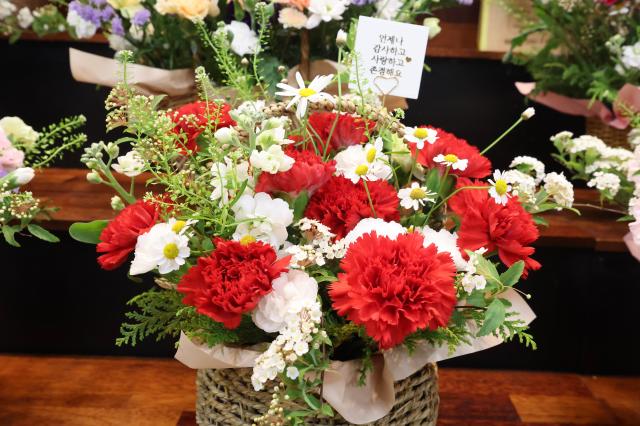Carnations are displayed at a flower market in Yangjae-dong Seocho-gu Seoul May 8 2026 AJP Han Jun-gu