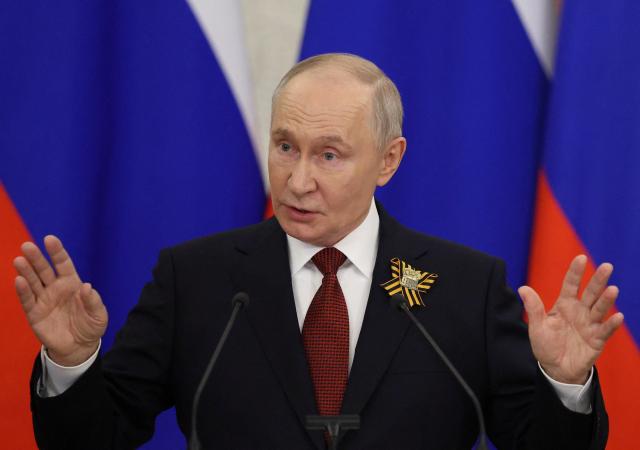 Russian President Vladimir Putin speaks during a press conference in Moscow Russia May 9 2026 Reuters-Yonhap 