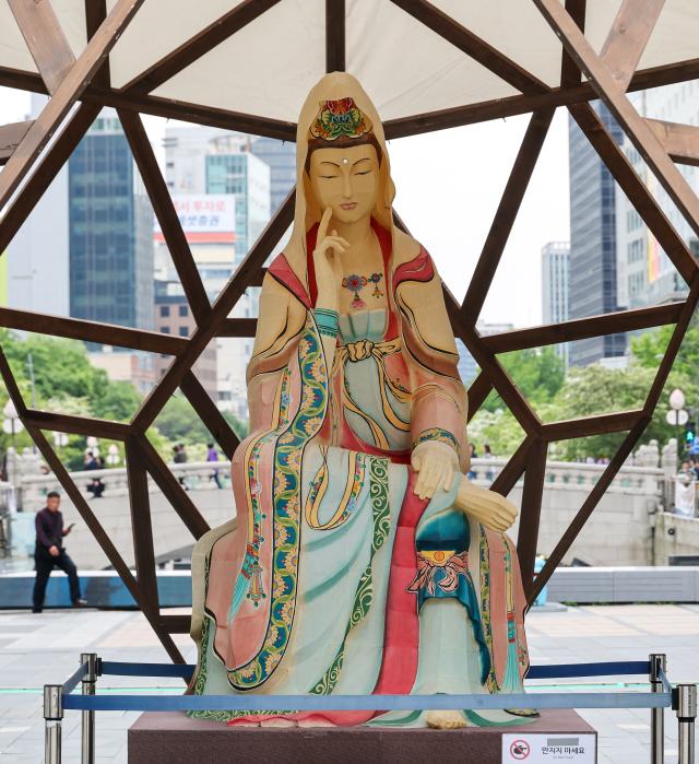 Preparations are underway for the Lotus Lantern Festival at Cheonggye Plaza in Jongno-gu central Seoul on May 11 2026 AJP Yoo Na-hyun

