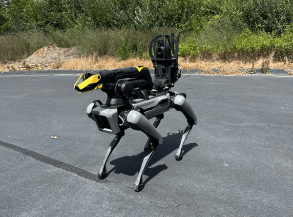 Boston Dynamics’ four-legged robot Spot is seen in this undated photo Courtesy of Boston Dynamics
