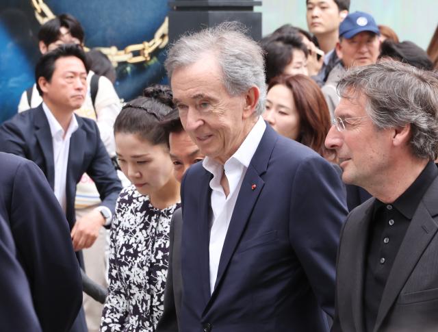 LVMH Chairman Bernard Arnault visits the Shinsegae Department Store headquarters located in Seoul May 11 AJP Han Jun-gu