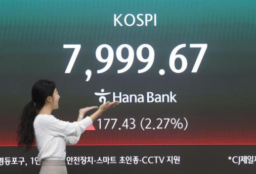 8000피에 단 1포인트 남기고 하락 반전한 코스피..왜?
