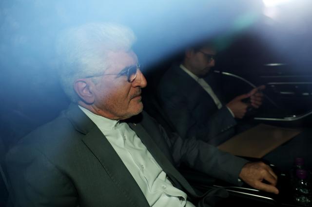Iranian Ambassador to South Korea Saeed Koozechi leaves the foreign ministry in Seoul on May 10 2026 after being summoned over the attack on the HMM vessel Namu in the Strait of Hormuz Yonhap