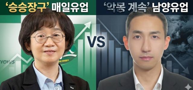 김선희 매일유업 대표이사 및 김승언 남양유업 대표집행임원 출처 각 기업 및 자체 그래픽