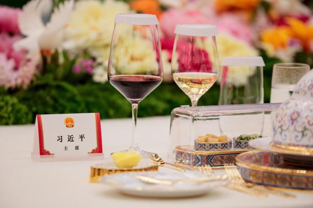 A label at the seat for Chinese President Xi Jinping ahead of a state banquet with US President Donald Trump at the Great Hall of the People in Beijing China May 14 2026 REUTERSYonhap