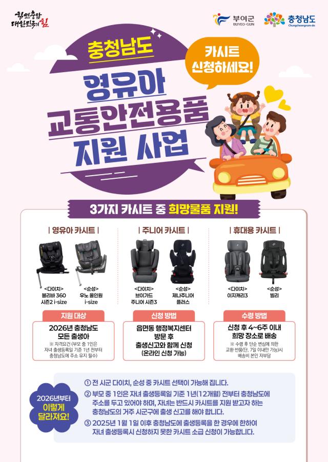 2026년 영유아 교통안전용품 지원사업 포스터사진부여군