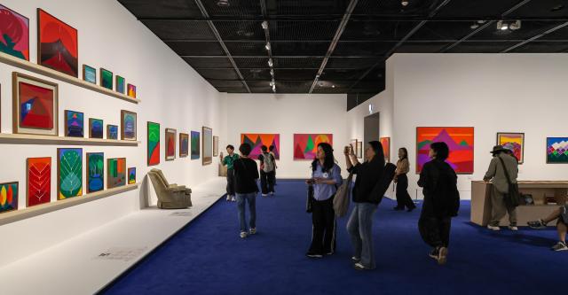 Visitors view works during the retrospective exhibition of Korean abstract art pioneer Yoo Youngkuk at Seoul Museum of Art Seosomun Main Branch in central Seoul on May 19 2026 AJP Yoo Na-hyun