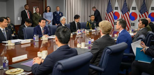 South Korean Defense Minister Ahn Gyu-back and US Secretary of Defense Pete Hegseth hold talks at the Pentagon in Washington on May 11 2026 Courtesy of Ministry of National Defense