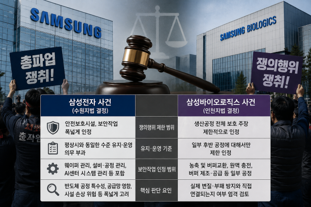 삼성전자엔 넓게·삼성바이오엔 제한적…파업 판단 갈린 법원