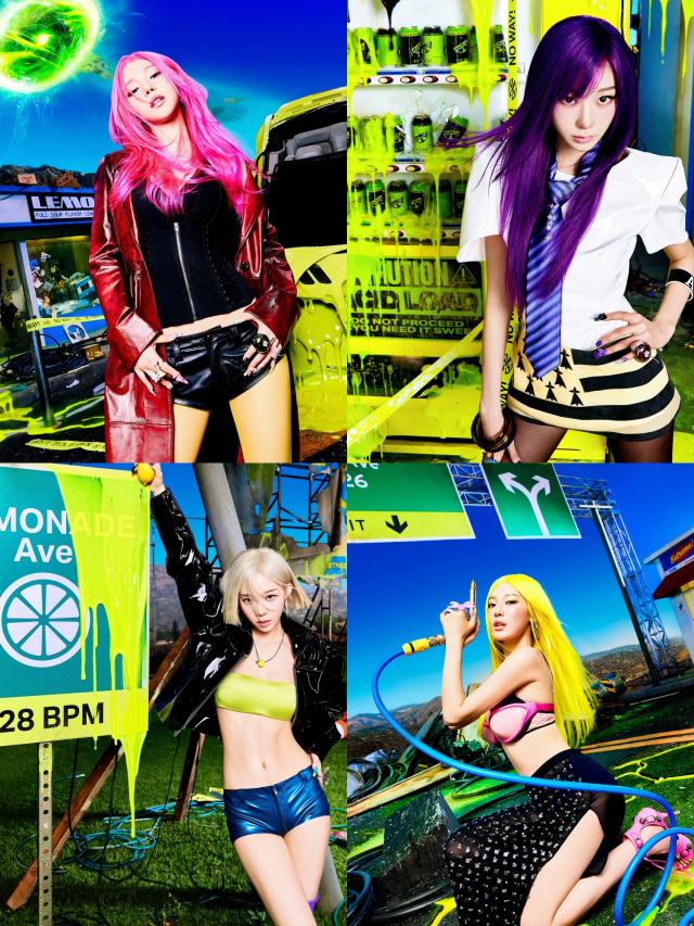 This teaser image provided by SM Entertainment shows members of aespa for the group’s upcoming second full-length album “LEMONADE.” Courtesy of SM Entertainment 