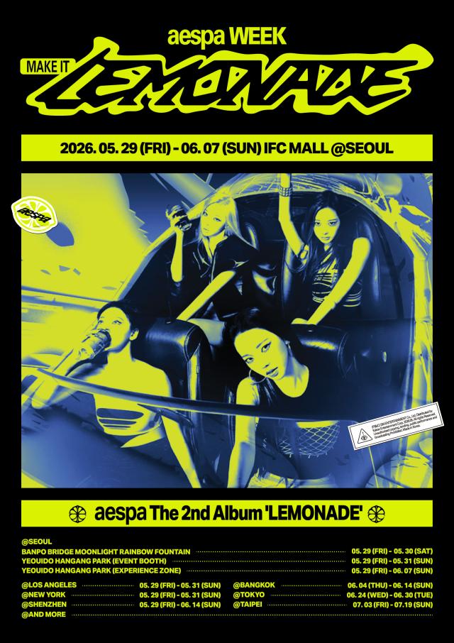 This file image shows poster for the upcoming aespa week planned ahead of aespas release of their second full length album Lemonade Courtesy of SM Entertainment 
