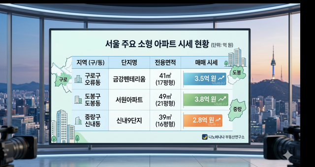 서울 소형 평수 아파트 시세 현황그래픽제미나이