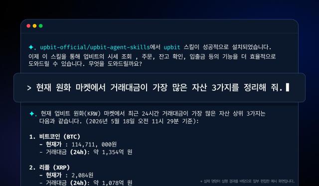 두나무 AI 에이전트용 API 활용 지침 ‘업비트 스킬’ 출시
