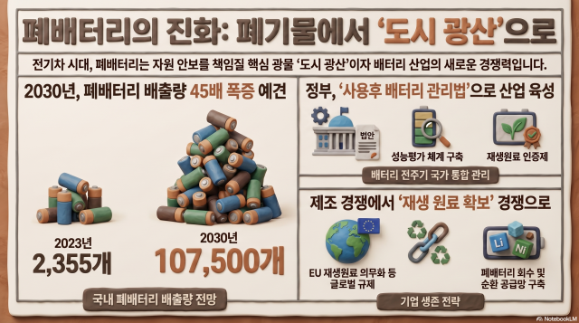 2030년 폐배터리 10만개 돌파 전망 사진노트북LM