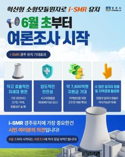i-SMR 유치 시민 의견 묻는다…경주시, 내달 초 부지 공모 여론조사 실시